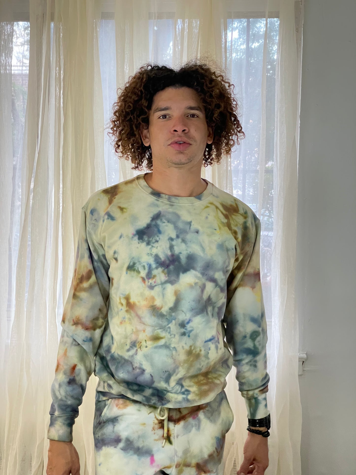 Ice Dyed Sweatsuits Crewneck - galaxy