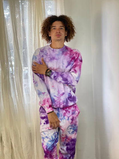 Ice Dyed Sweatsuits Crewneck - berry punch