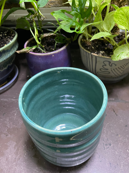 Turquoise Ribbed Vase, Utensil Holder