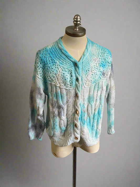 Hand dyed knitted crochet cardigan