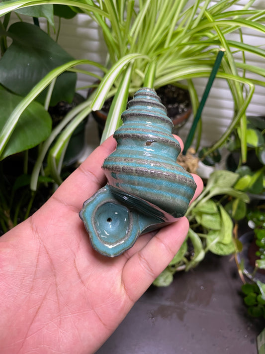 Conch Shell Smoking Pipe-  turquoise