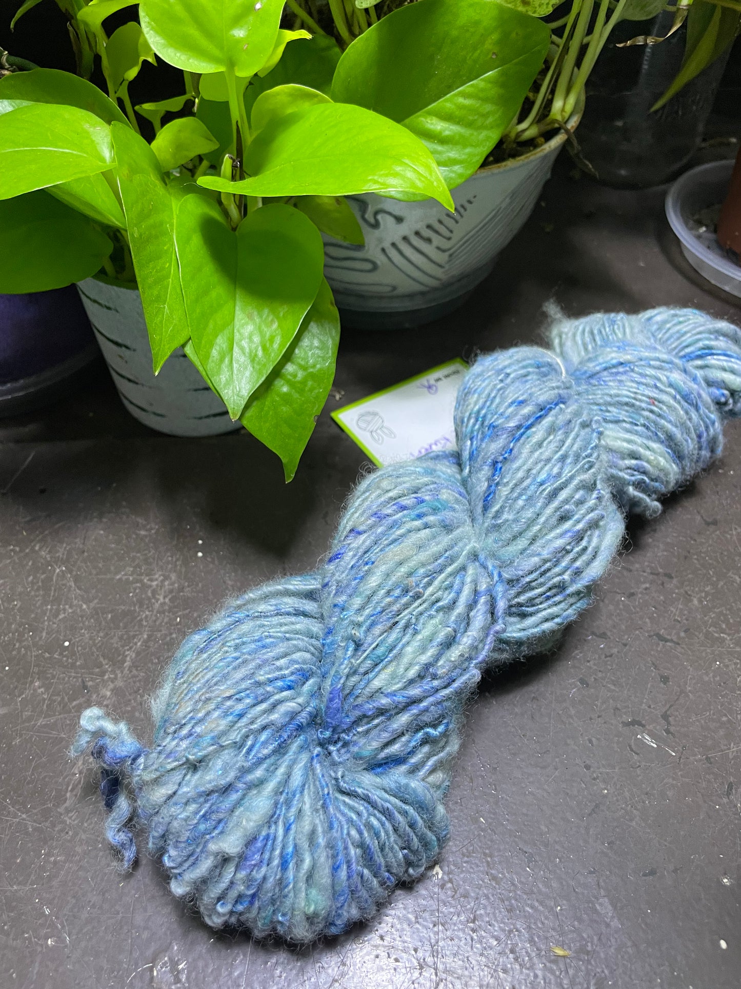 single ply Ice Kween, Finn Handspun Yarn