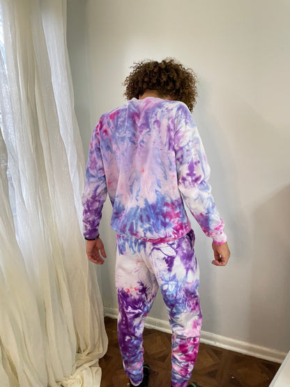 Ice Dyed Sweatsuits Crewneck - berry punch