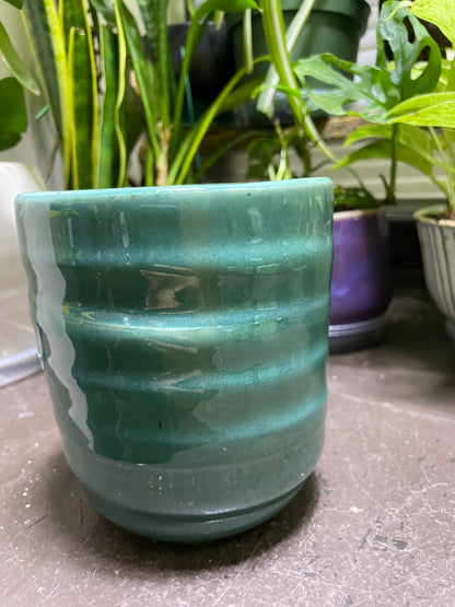 Turquoise Ribbed Vase, Utensil Holder