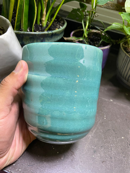 Turquoise Ribbed Vase, Utensil Holder